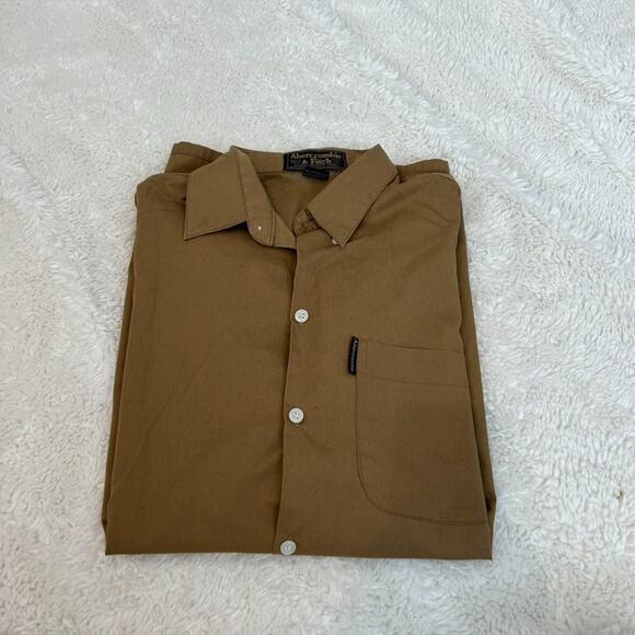 Vintage Abercrombie & Fitch Collared Shirt in Tan Size L Mens 100% Cotton - Picture 1 of 6